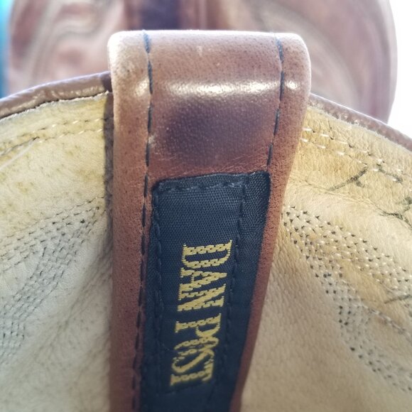 Vintage Goatskin Mens Brown Leather Cowboy Western Boots 9.5 D 16776 USA - Picture 9 of 14